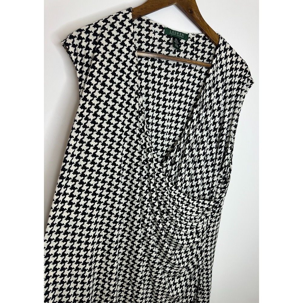 NEW Lauren Ralph Lauren Houndstooth Surplice Ruched Sheath Dress Plus Size 3X - Picture 3 of 10